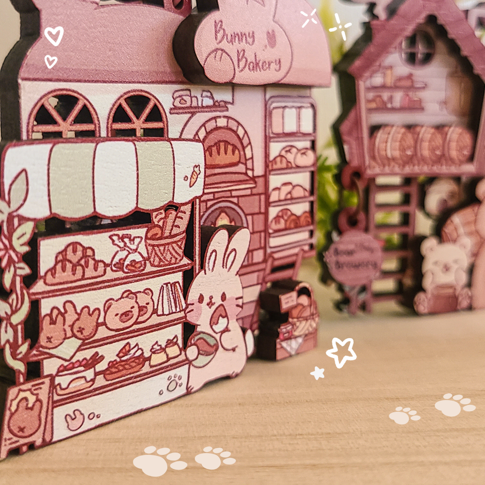 Original Layered Wooden Charm - Animal RPG Town