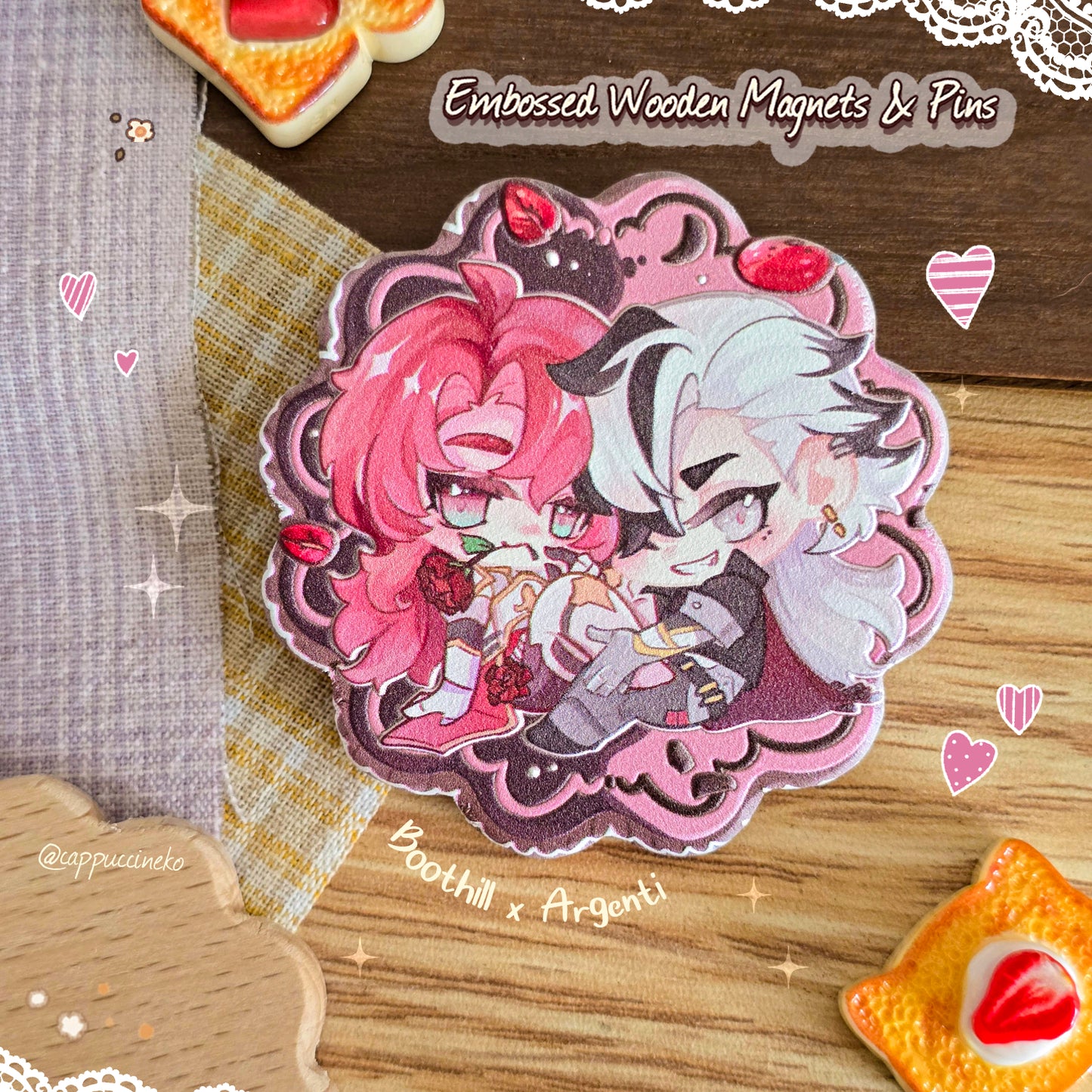 Argenthill - Embossed Wooden Pin & Magnet