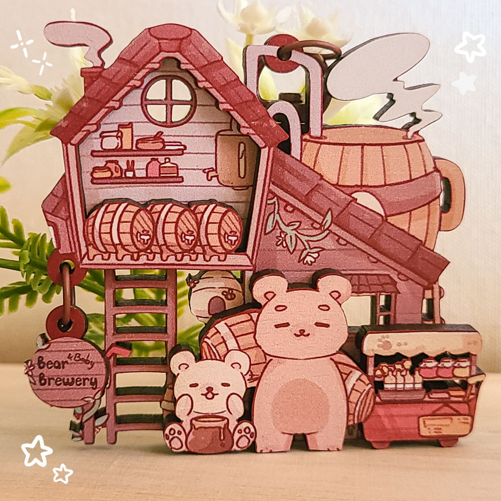 Original Layered Wooden Charm - Animal RPG Town