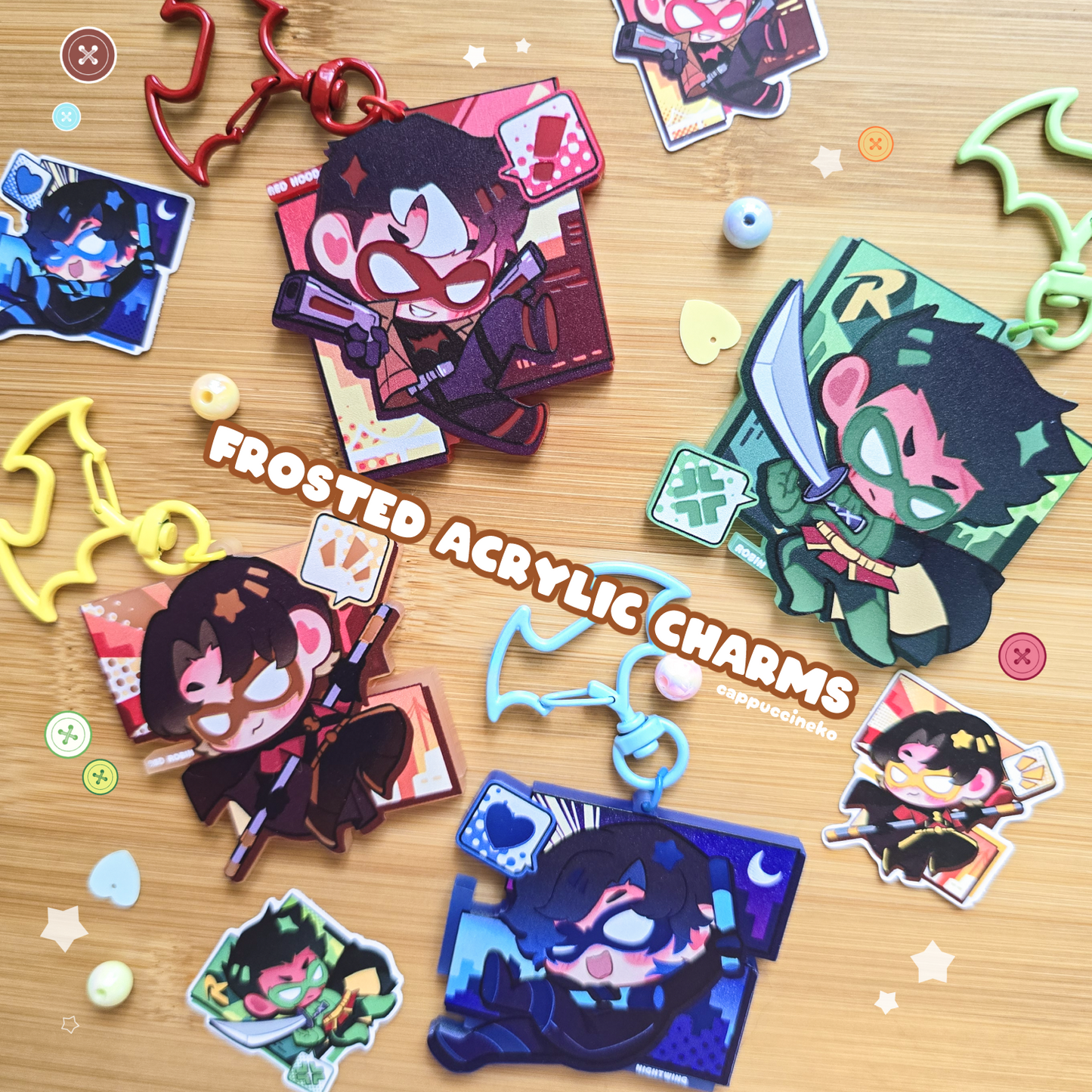 Bat Boys - Frosted Acrylic Charms