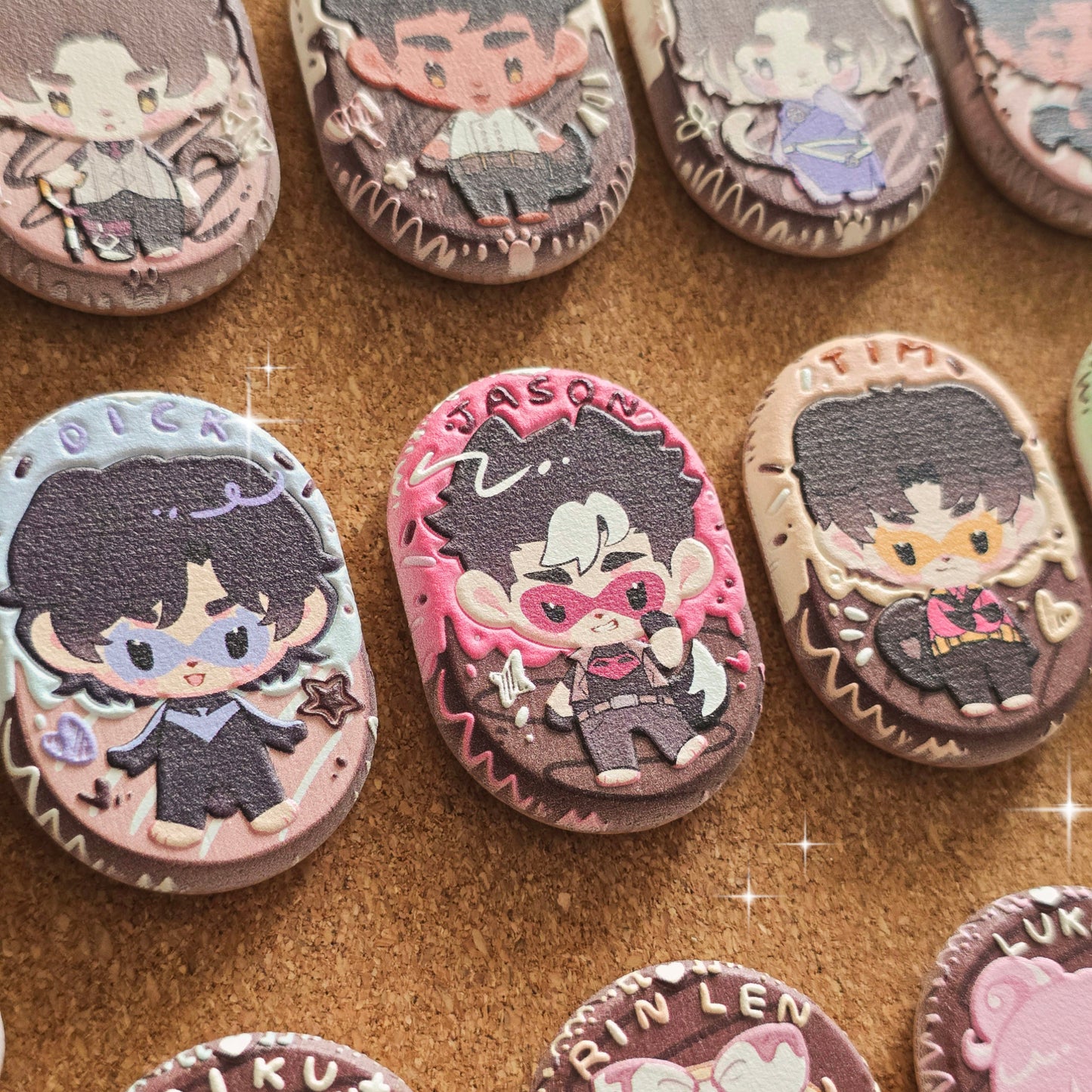 Bat Boys - Cookie Themed Embossed Wooden Pin & Magnet