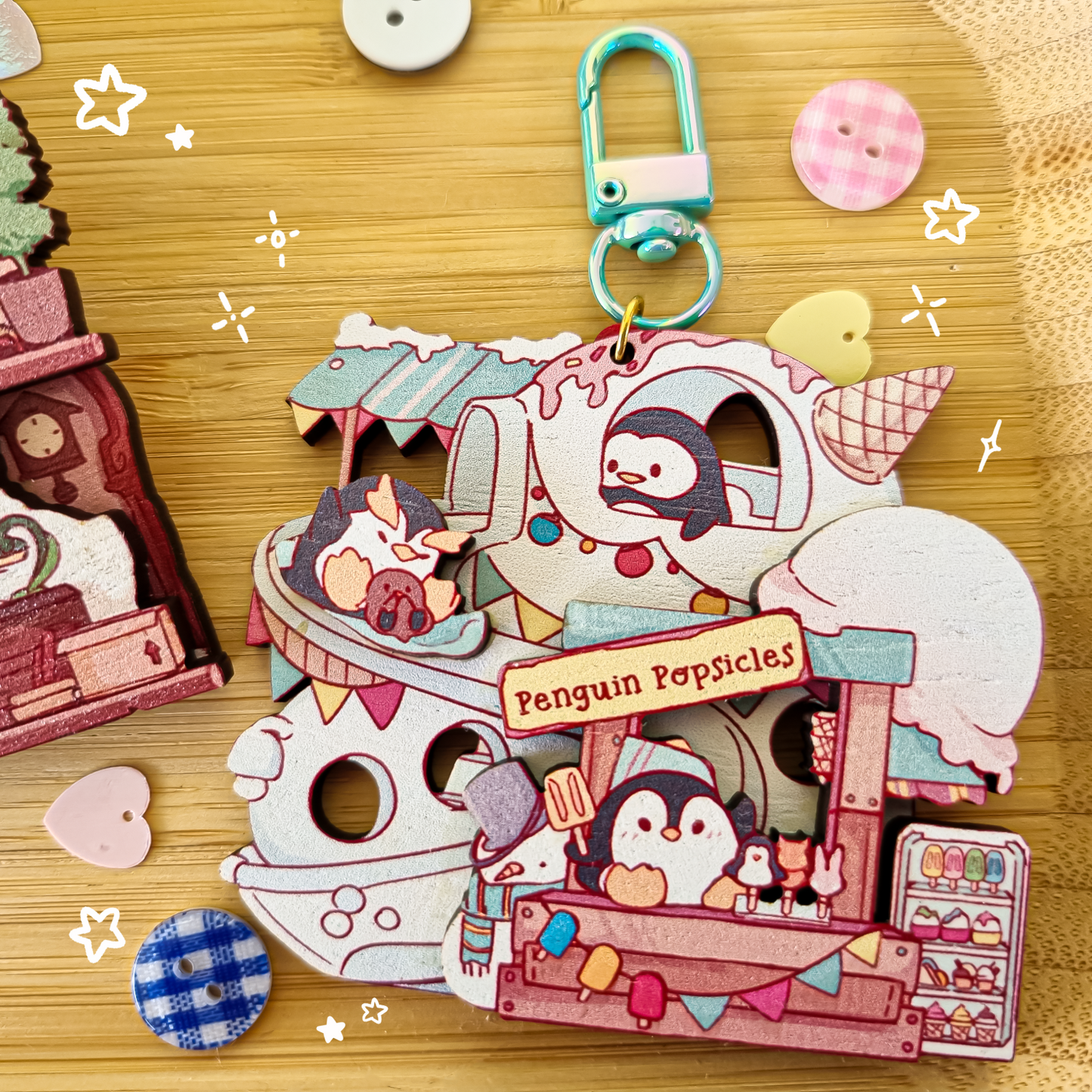 Original Layered Wooden Charm - Animal RPG Town