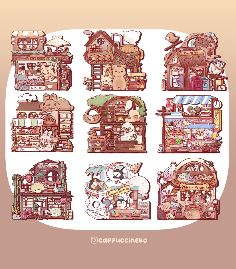 Original Layered Wooden Charm - Animal RPG Town