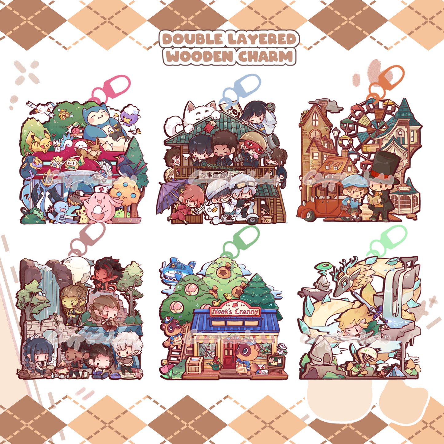 Various Fandom - Layered Wooden Charm