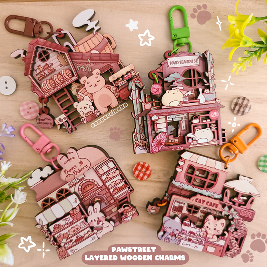 Layered Wooden Charm - Animal RPG Town