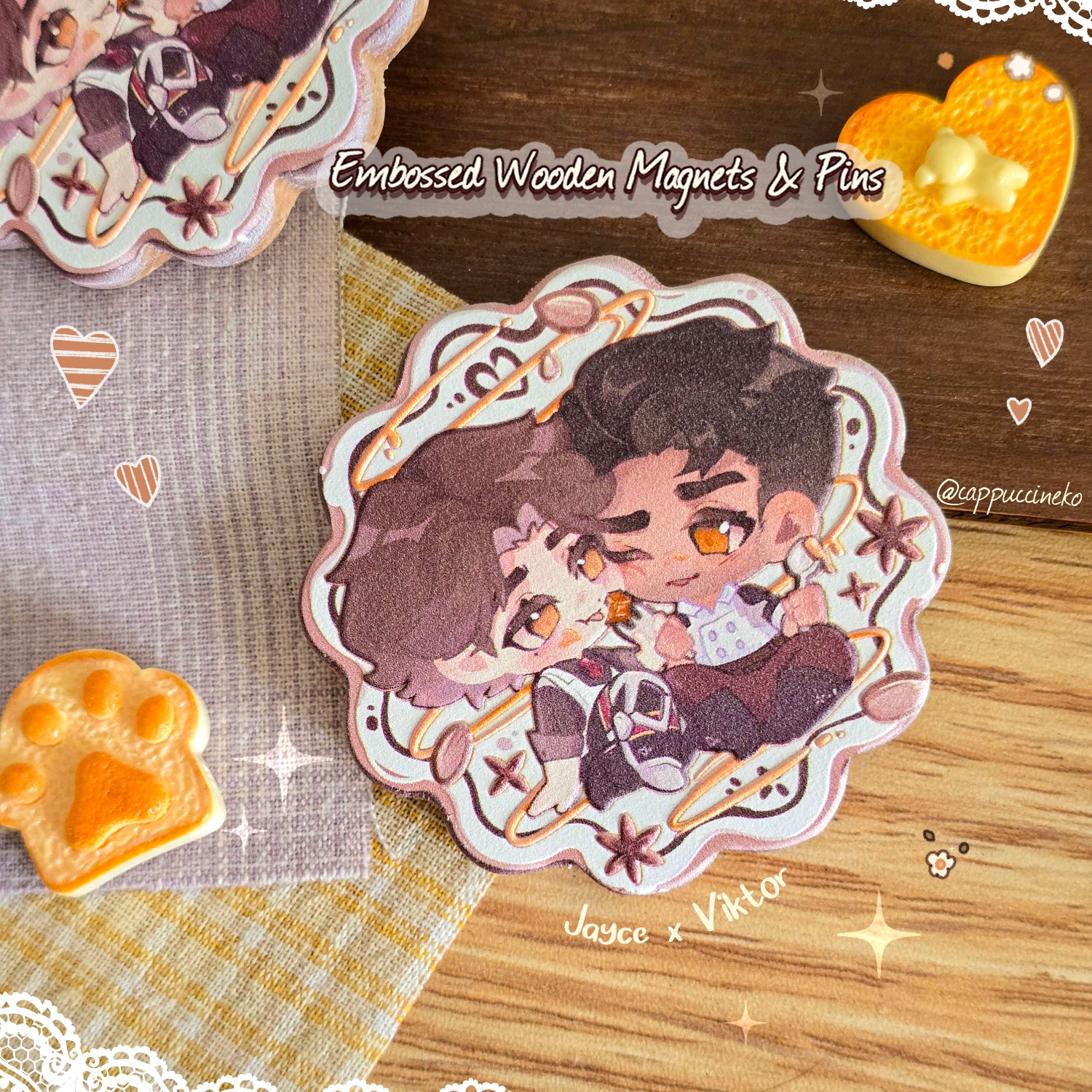 Jayvik - Embossed Wooden Pin & Magnet (PREORDER) – cappuccinekoshop