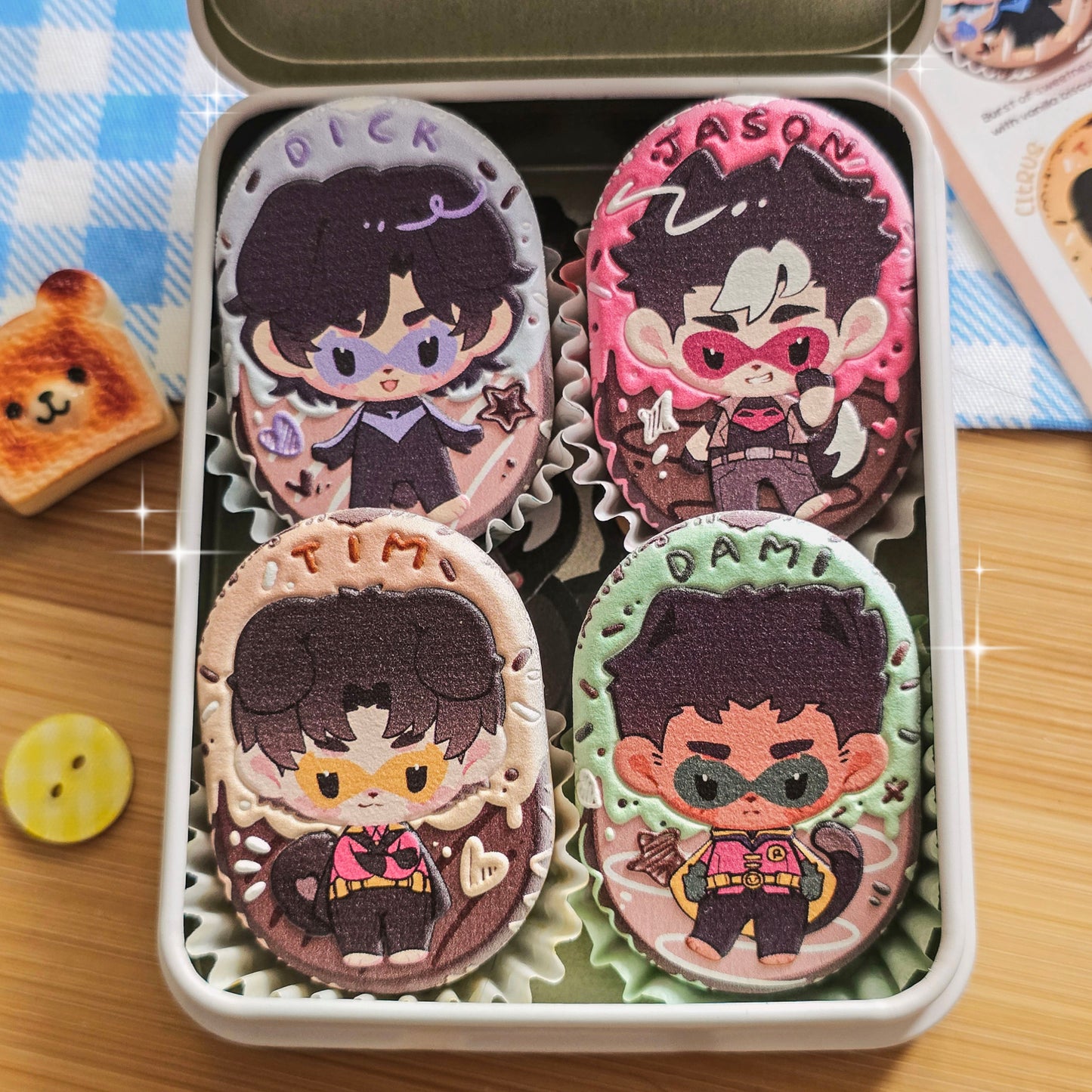 Bat Boys - Cookie Themed Embossed Wooden Pin & Magnet