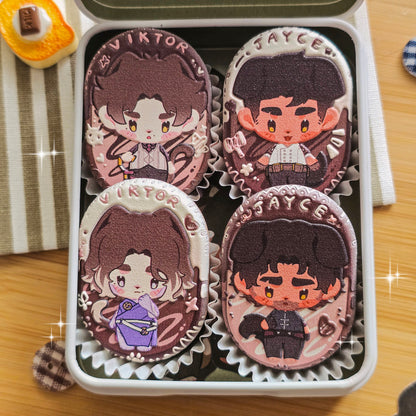 Jayvik - Cookie Themed Embossed Wooden Pin & Magnet