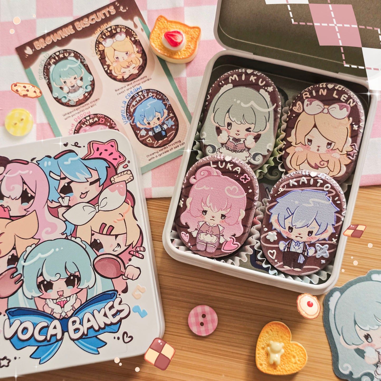 Vocaloid - Cookie Themed Embossed Wooden Pin & Magnet