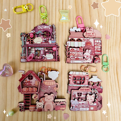 Original Layered Wooden Charm - Animal RPG Town