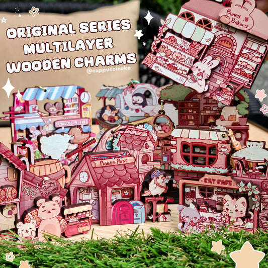 Original Layered Wooden Charm - Animal RPG Town