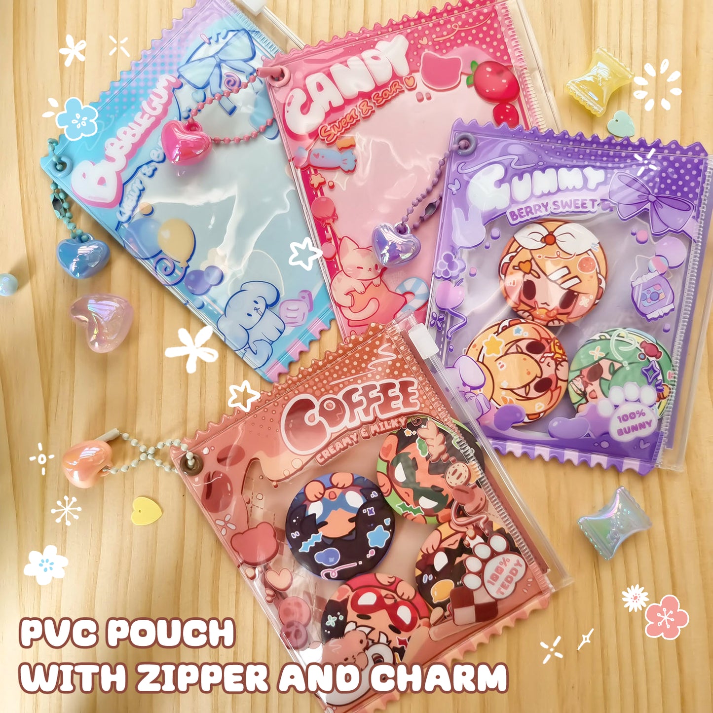 Clear PVC Pouch Ziplock Charm (Badge Set Available)