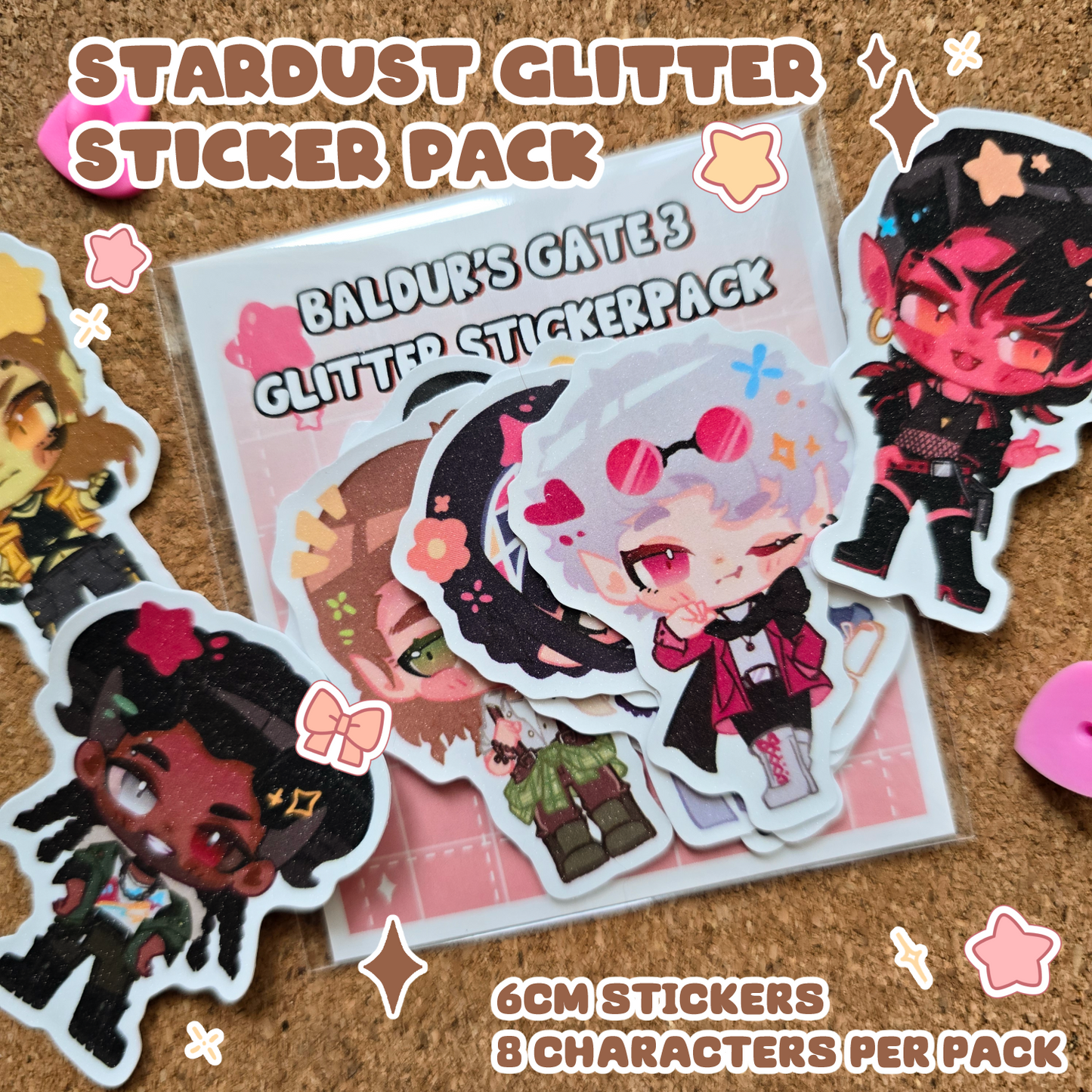 Baldur's Gate 3 - Mini Wooden Pin & Glitter Stickers