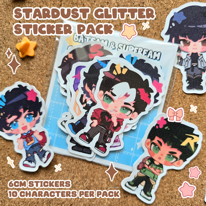 BatFam & SuperFam - Mini Wooden Pin & Glitter Stickers