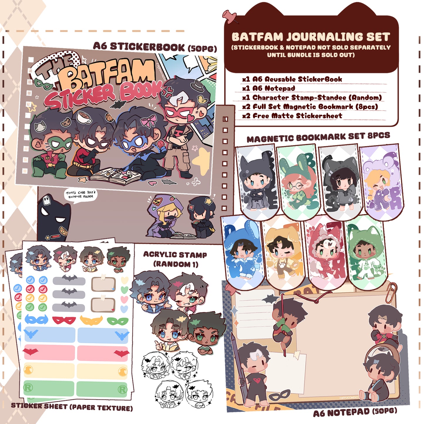 Batfam Sticker Book & Notepad Set
