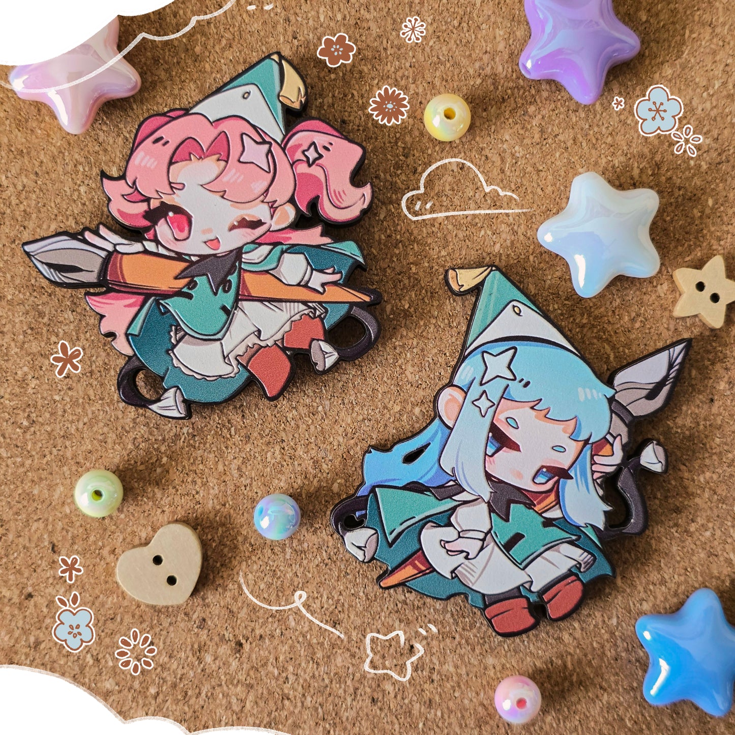 Witch Hat Atelier - Embossed Wood Pin & Magnet