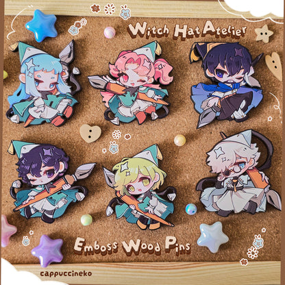 Witch Hat Atelier - Embossed Wood Pin & Magnet