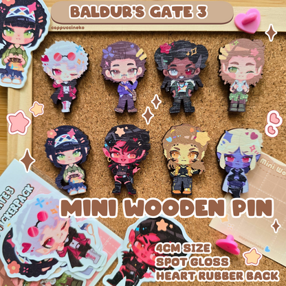 Baldur's Gate 3 - Mini Wooden Pin & Glitter Stickers