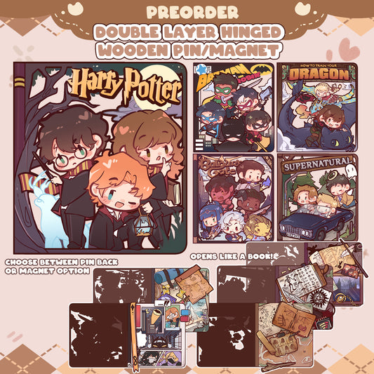 [PREORDER] Double Layer Wooden Pin/Magnet Book Series