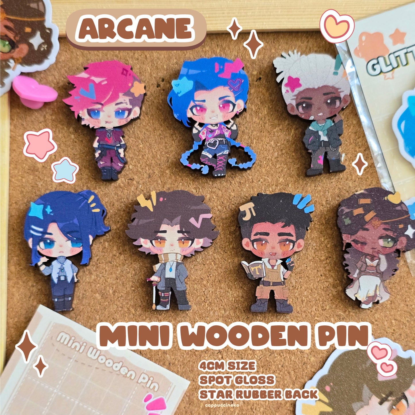 Arcane - Mini Wooden Pin & Glitter Stickers